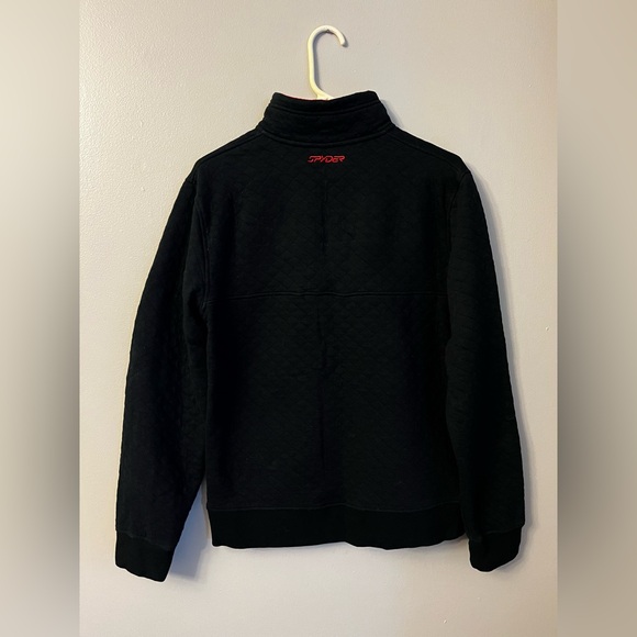 Spyder Sweatshirt Sweater Pullover Fleece Size M Black Red 1/4 Button - Picture 6 of 10